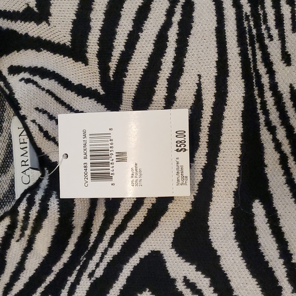 Carmen Marc Valvo Zebra Print Sleeveless Top, Size Medium - Picture 3 of 7